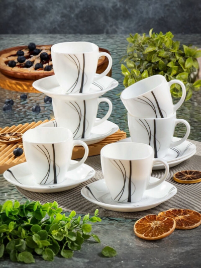 Tradewing 12 Pcs Square Cup & Saucer Set - 12C